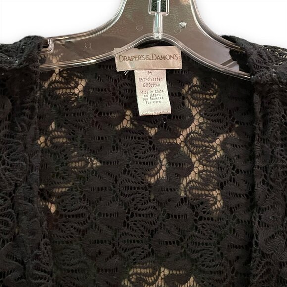 Draper’s and Damon’s Black Stretch Lace Shrug Medium Vintage Whimsigoth - Picture 4 of 4
